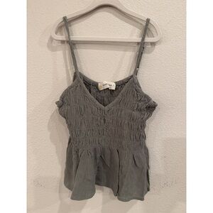 Ocean Drive Grey Smocked Peplum Cami Top Large